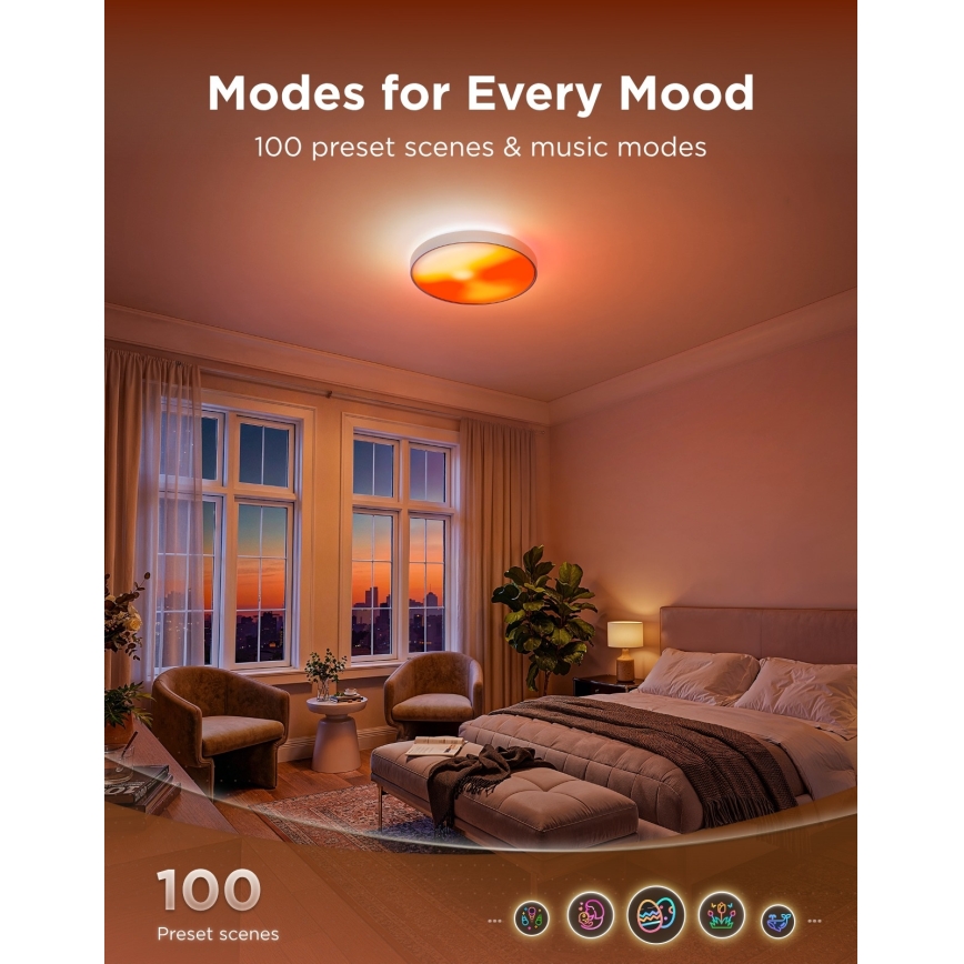 Govee - LED RGBICWW Dimmable ceiling light LED/55W/230V Ø 53 cm Matter Wi-Fi
