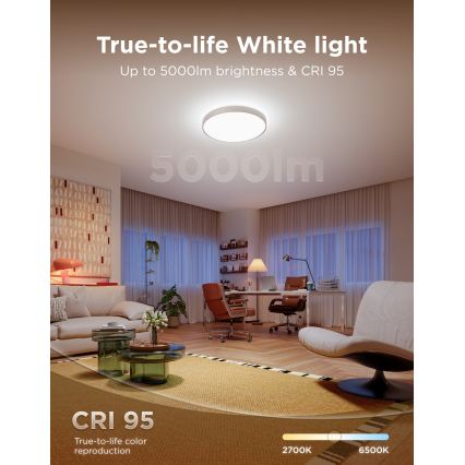 Govee - LED RGBICWW Dimmable ceiling light LED/55W/230V Ø 53 cm Matter Wi-Fi