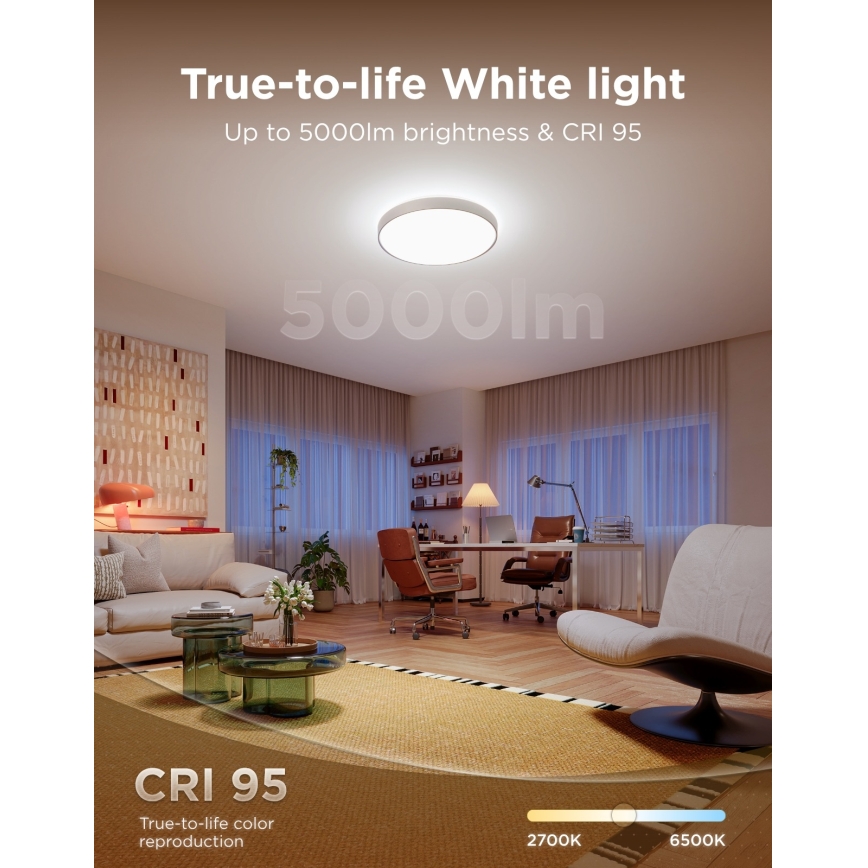 Govee - LED RGBICWW Dimmable ceiling light LED/55W/230V Ø 53 cm Matter Wi-Fi