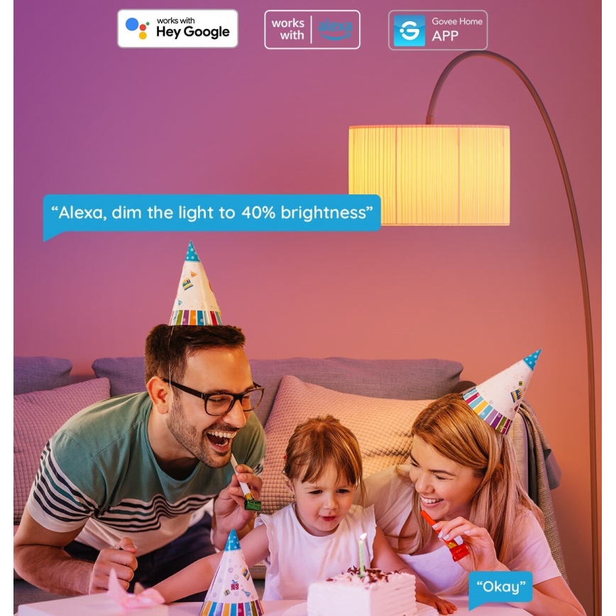 Govee - LED RGBWW Dimmable bulb Smart E27/12W/230V 2700-6500K Wi-Fi
