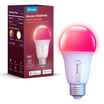 Govee - LED RGBWW Dimmable bulb Smart E27/9W/230V 2700-6500K Wi-Fi