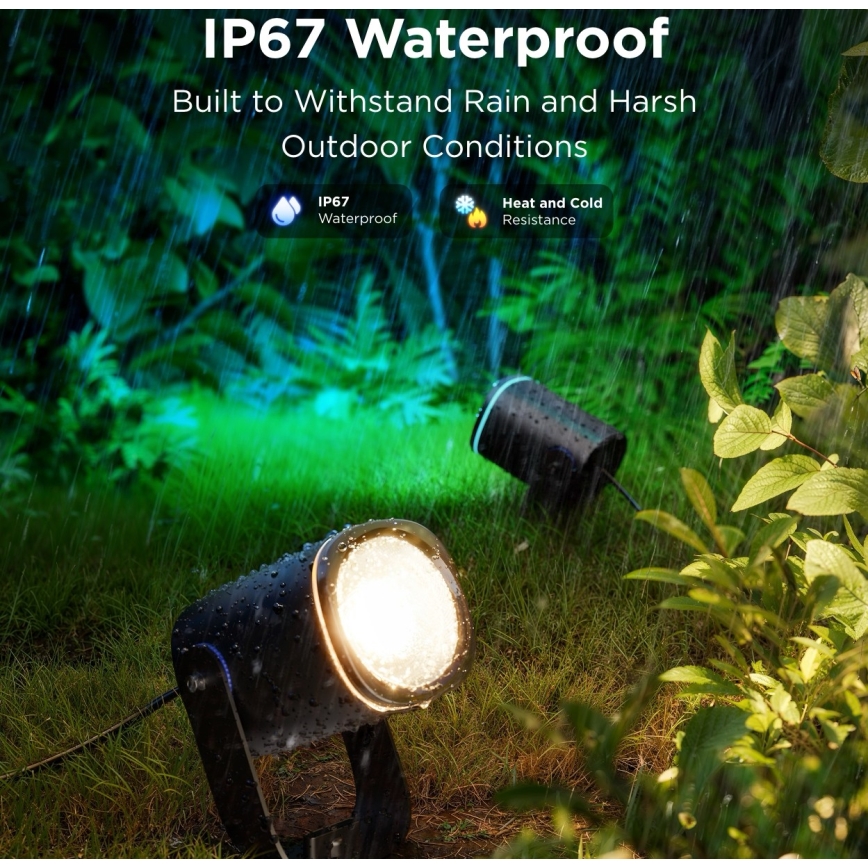 Govee - SET 2x LED RGBWW Dimmable floodlight LED/12W/230V IP67 2700-6500K Wi-Fi