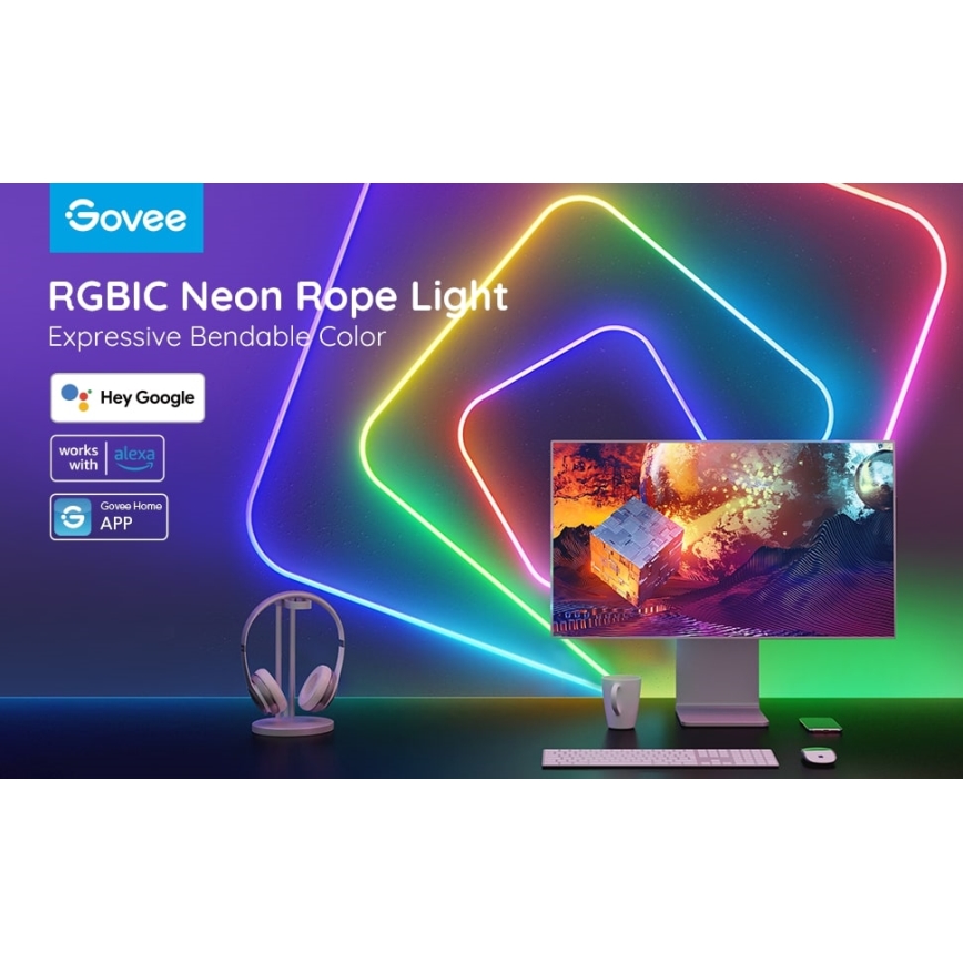 Govee - Neon SMART bendable LED strip RGBIC 2m Wi-Fi IP67
