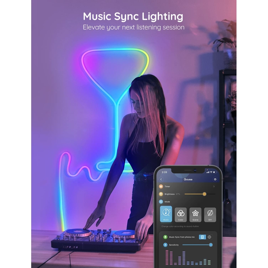 Govee - Neon SMART bendable LED strip RGBIC 2m Wi-Fi IP67