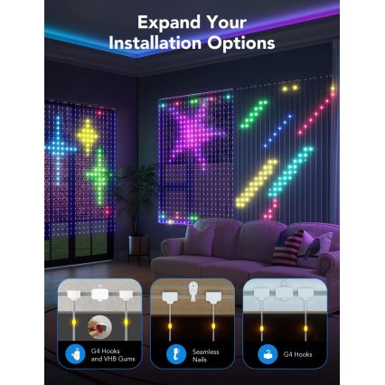Govee - RGBIC Curtain Light 520 LED 1,5x2m Wi-Fi IP65