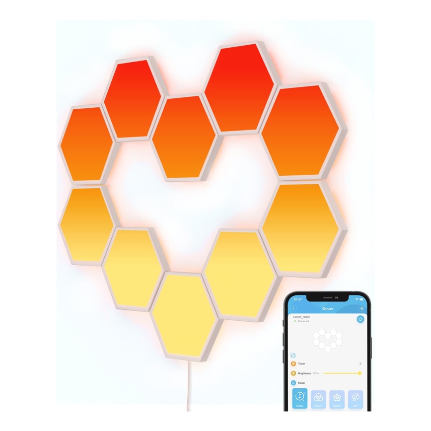 Govee - SET 10x LED RGB Dimmable panel LED/36W/230V Wi-Fi