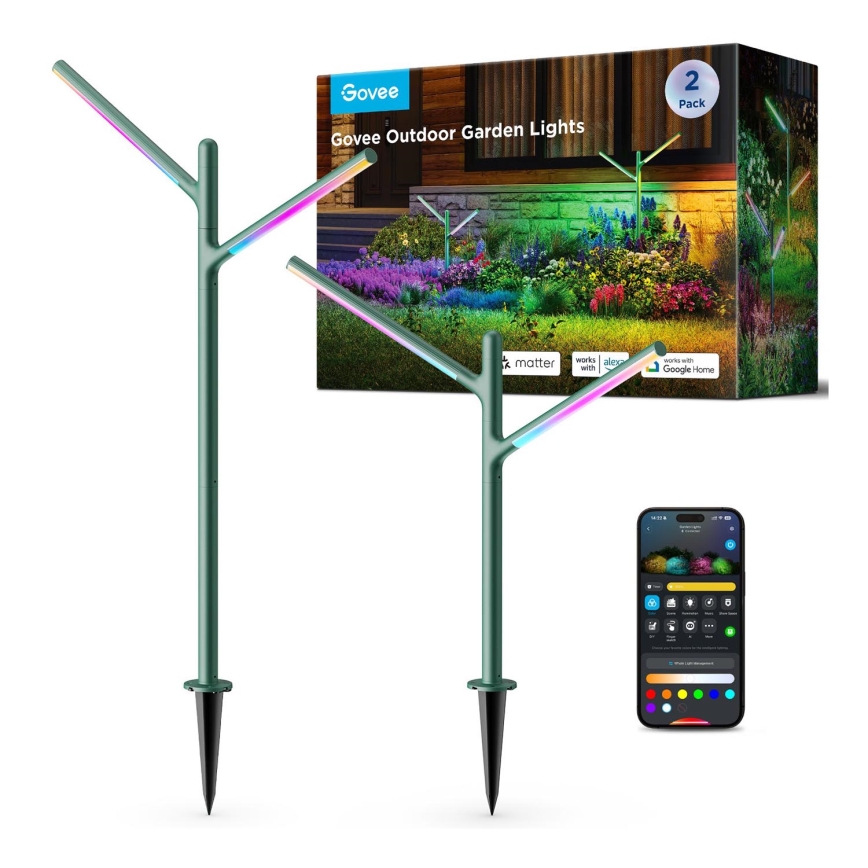 Govee - SET 2x LED RGBICWW Dimmable outdoor lamp LED/18W/230V IP66 2700-6500K Wi-Fi