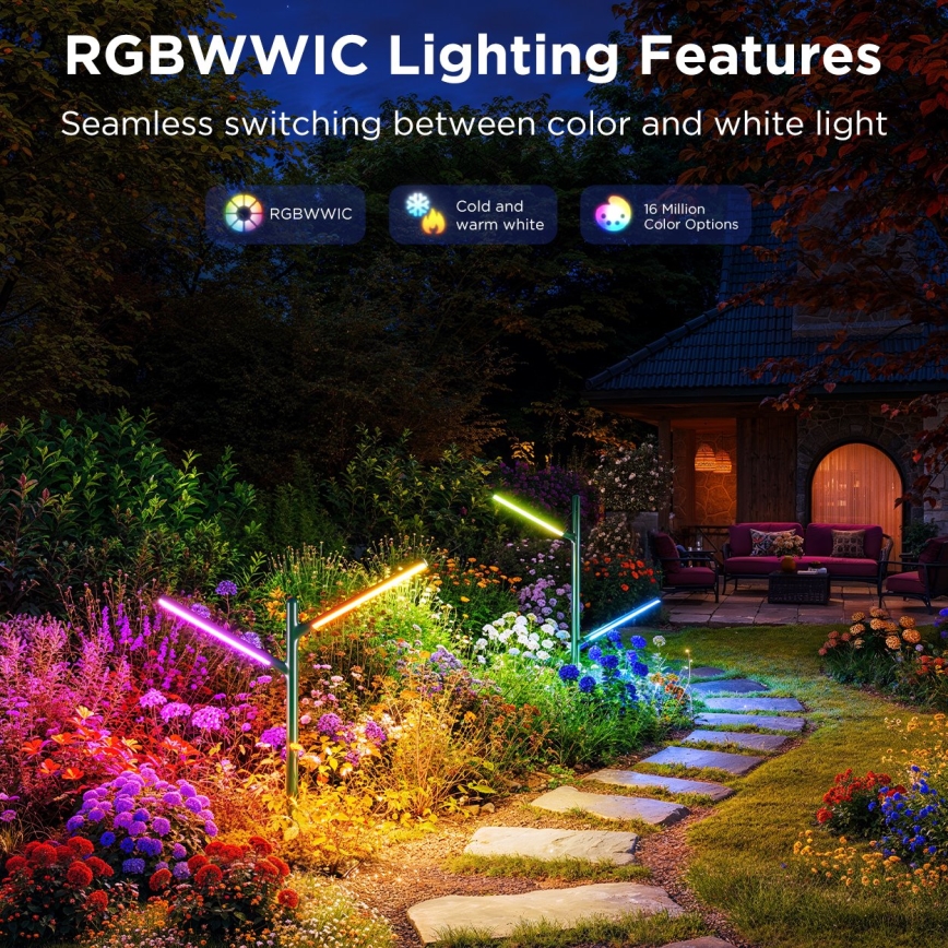 Govee - SET 2x LED RGBICWW Dimmable outdoor lamp LED/18W/230V IP66 2700-6500K Wi-Fi