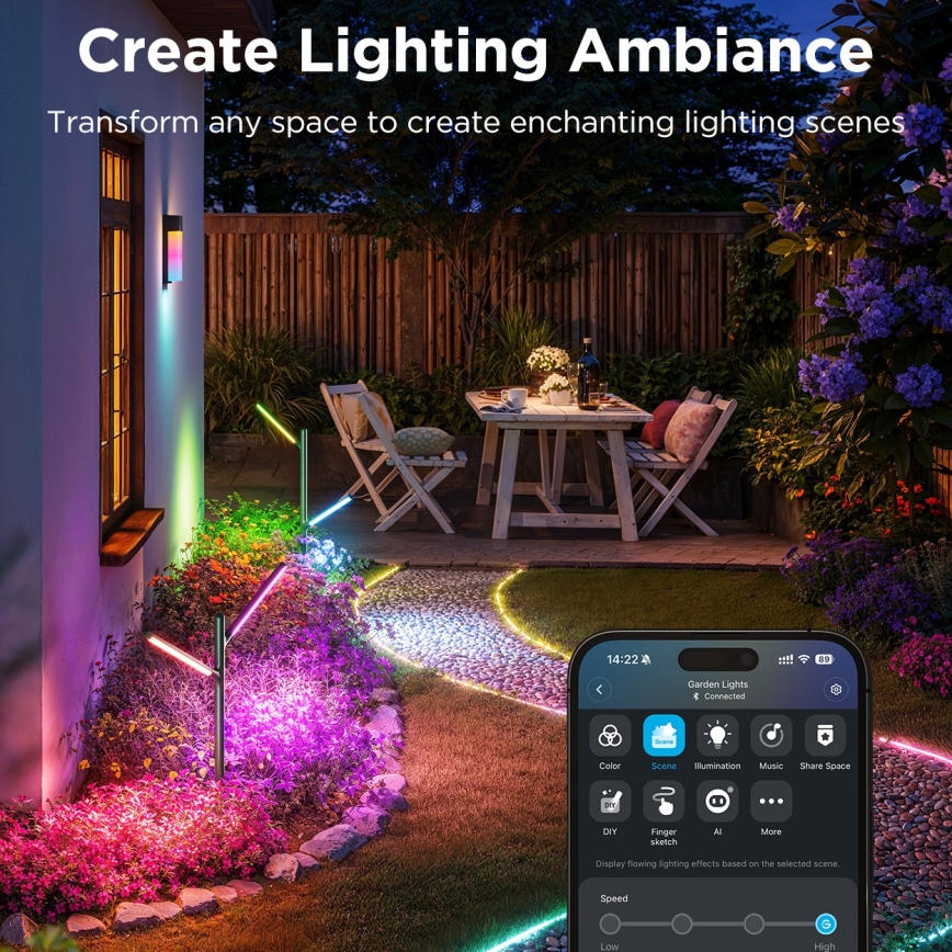 Govee - SET 2x LED RGBICWW Dimmable outdoor lamp LED/18W/230V IP66 2700-6500K Wi-Fi