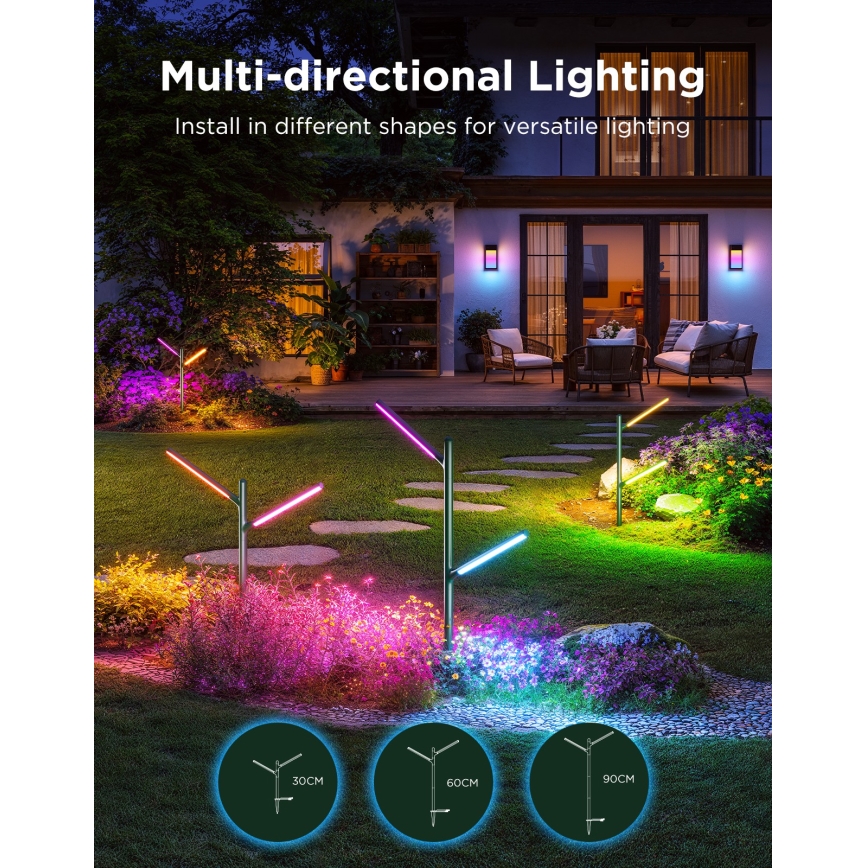Govee - SET 2x LED RGBICWW Dimmable outdoor lamp LED/18W/230V IP66 2700-6500K Wi-Fi