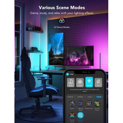 Govee - SET 2x Smart Gaming Wi-Fi LED RGBIC Panels + Smart Dual + remote control