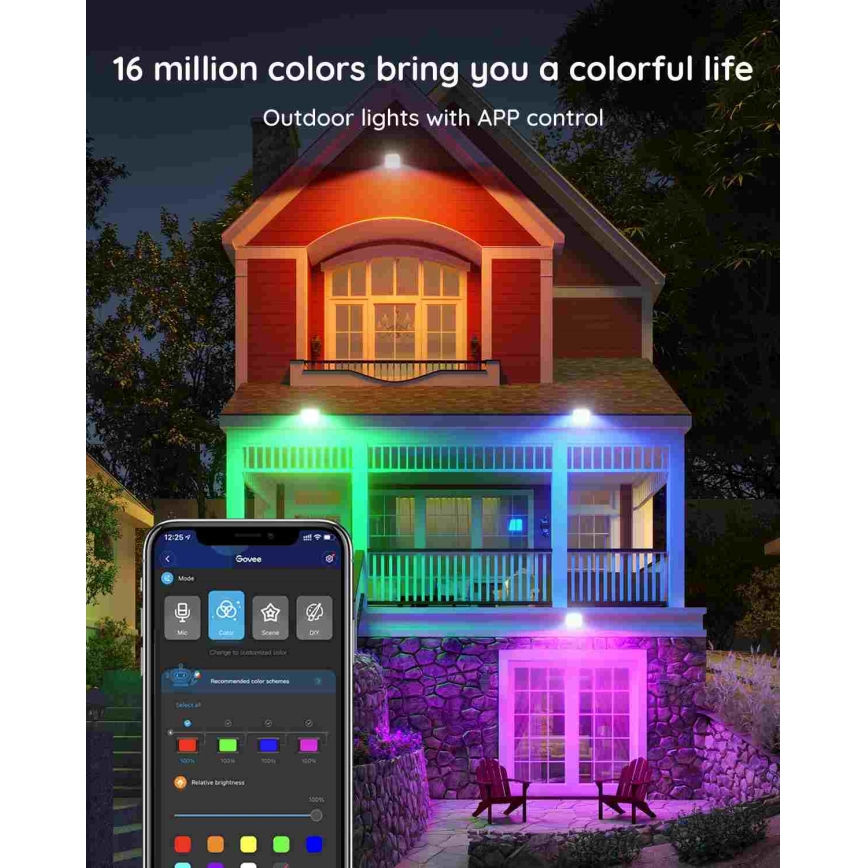 Govee - SET 4x Flood Lights outdoor SMART LED lights Wi-Fi IP66