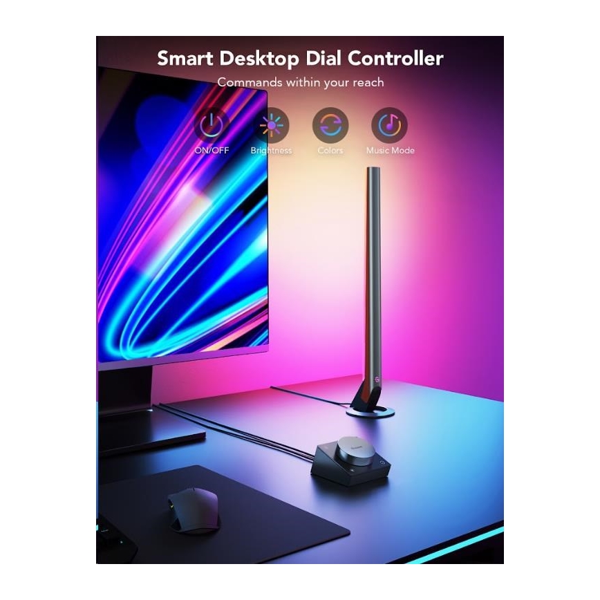 Govee - Set of 2 Smart Gaming Wi‑Fi LED RGBIC Panels + Smart Dual black + remote control