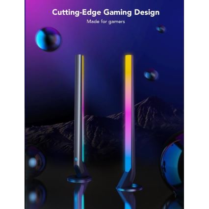 Govee - Set of 2 Smart Gaming Wi‑Fi LED RGBIC Panels + Smart Dual black + remote control