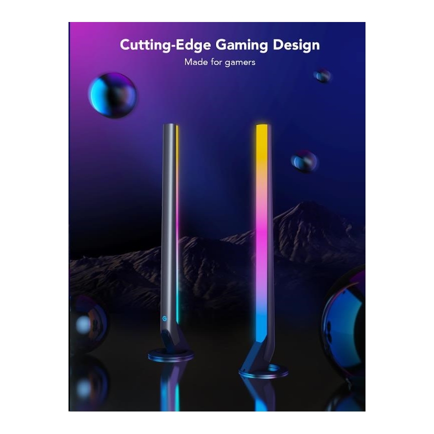 Govee - Set of 2 Smart Gaming Wi‑Fi LED RGBIC Panels + Smart Dual black + remote control
