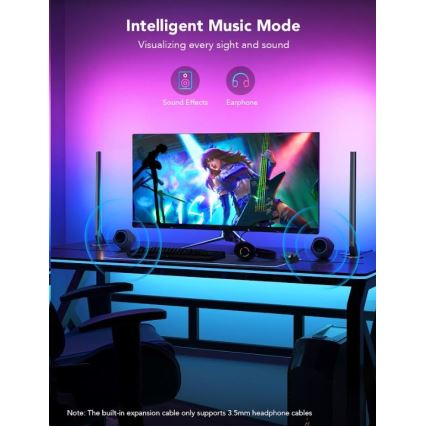Govee - Set of 2 Smart Gaming Wi‑Fi LED RGBIC Panels + Smart Dual black + remote control