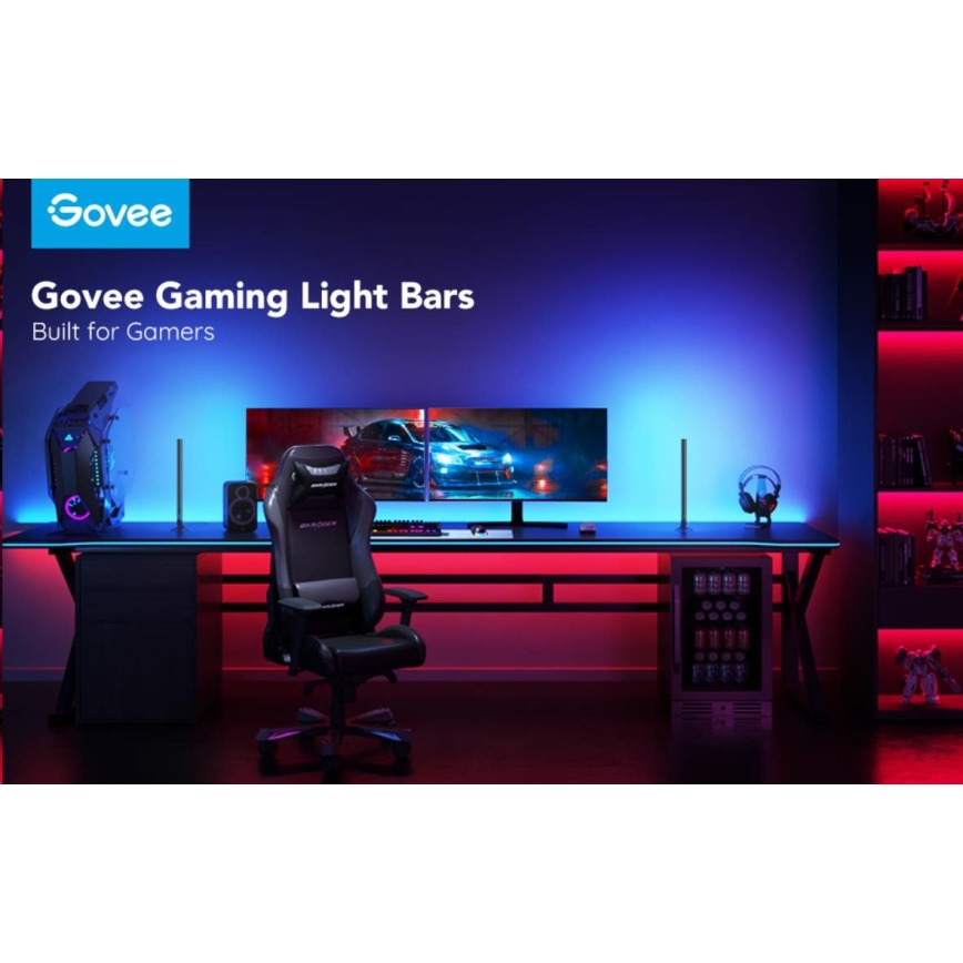 Govee - Set of 2 Smart Gaming Wi‑Fi LED RGBIC Panels + Smart Dual black + remote control