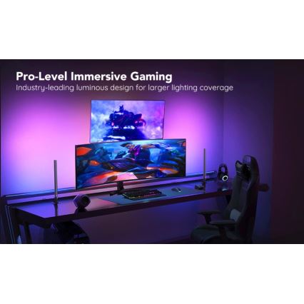 Govee - Set of 2 Smart Gaming Wi‑Fi LED RGBIC Panels + Smart Dual black + remote control