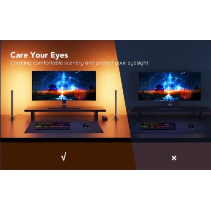 Govee - Set of 2 Smart Gaming Wi‑Fi LED RGBIC Panels + Smart Dual black + remote control