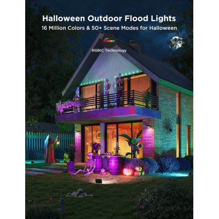 Govee - Set of 4 RGBICWW Dimmable LED Floodlights/24W/230V IP66 Matter Wi-Fi