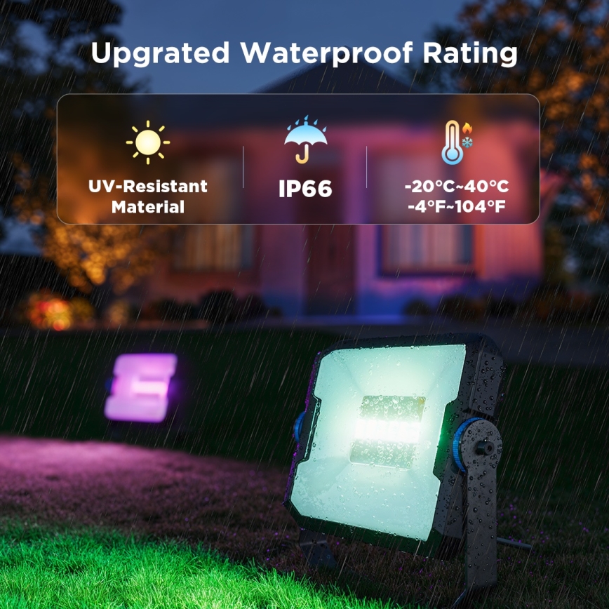 Govee - Set of 4 RGBICWW Dimmable LED Floodlights/24W/230V IP66 Matter Wi-Fi