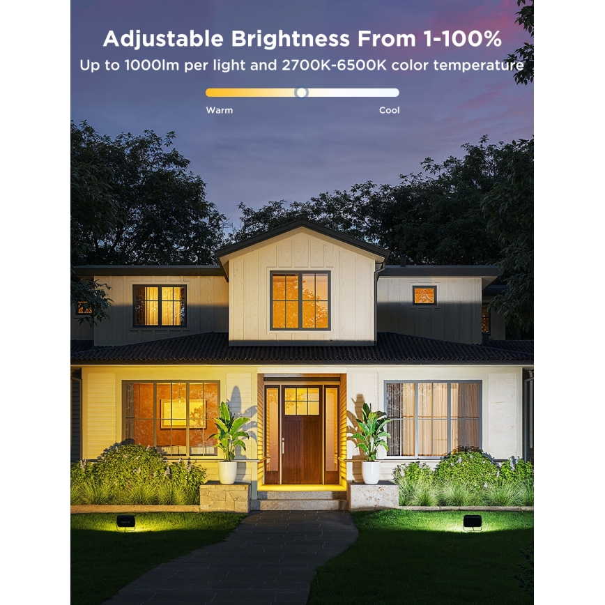 Govee - Set of 4 RGBICWW Dimmable LED Floodlights/24W/230V IP66 Matter Wi-Fi