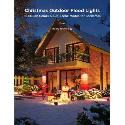 Govee - Set of 4 RGBICWW Dimmable LED Floodlights/24W/230V IP66 Matter Wi-Fi