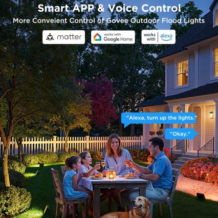 Govee - Set of 4 RGBICWW Dimmable LED Floodlights/24W/230V IP66 Matter Wi-Fi