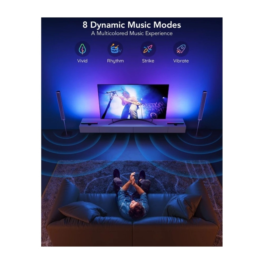 Govee - SMART LED RGBIC Panel 38cm for TV 43-75 - 2 pcs Wi-Fi