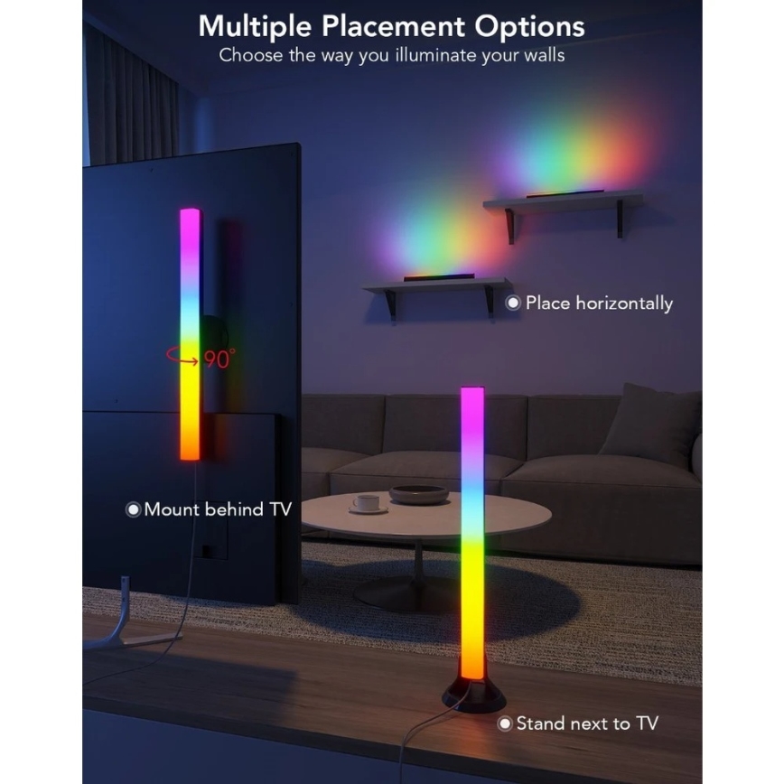 Govee - SMART LED RGBIC Panel 38cm for TV 43-75 - 2 pcs Wi-Fi