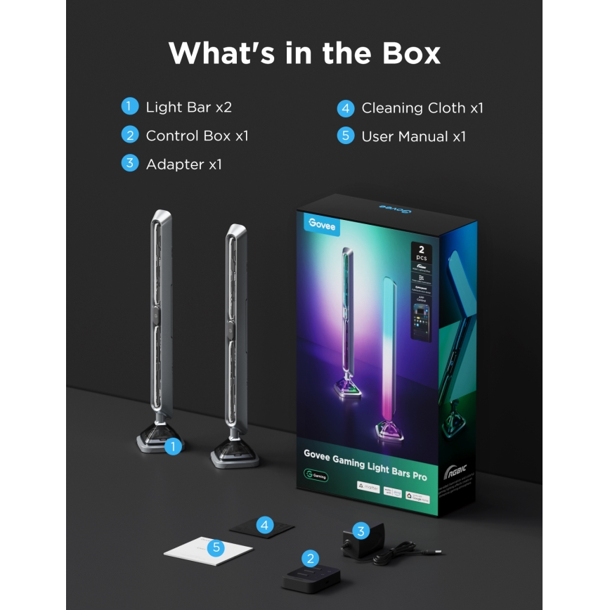 Govee - Smart RGBIC Gaming Pro Light Panels with Matter and Wi-Fi