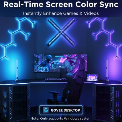 Govee - Smart RGBIC Gaming Pro Light Panels with Matter and Wi-Fi