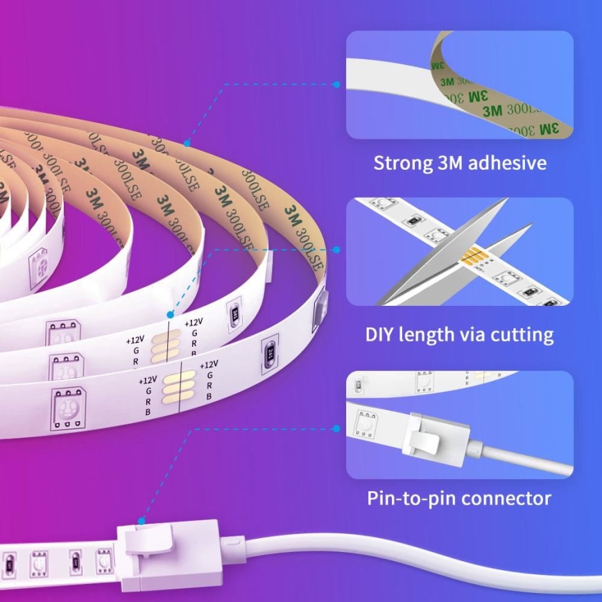 Govee - Wi-Fi RGB Smart LED strip 15m + remote control