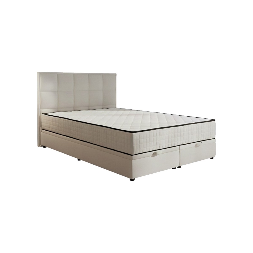 GRACE Upholstered Bed with Mattresses and Storage, 180x200 cm, Beige