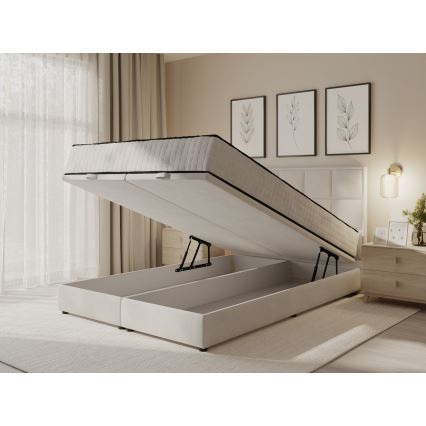 GRACE Upholstered Bed with Mattresses and Storage, 180x200 cm, Beige