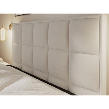 GRACE Upholstered Bed with Mattresses and Storage, 180x200 cm, Beige