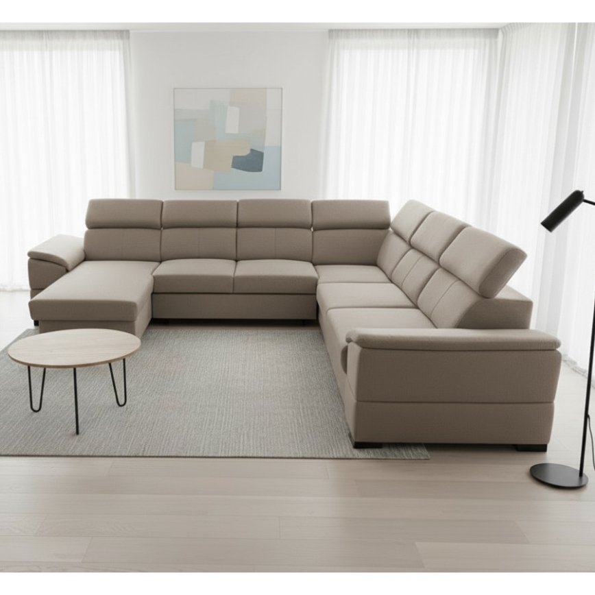 GRANADA Beige U-Shaped Convertible Sofa with Reversible Corner and Storage