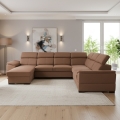 GRANADA Brown U-shaped Sofa Bed with Universal Corner and Built-in Storage