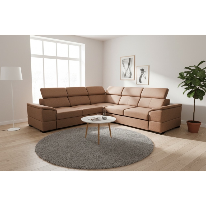GRANADA Reversible Corner Sofa Bed with Storage, Brown