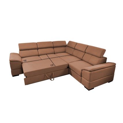 GRANADA Reversible Corner Sofa Bed with Storage, Brown