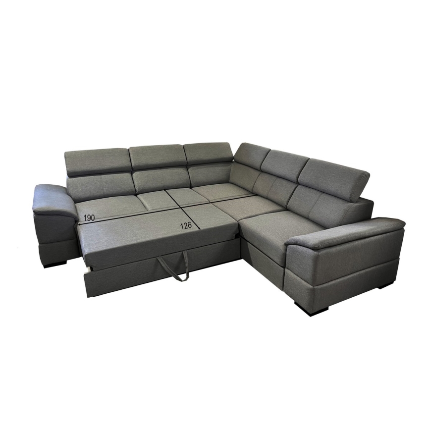 Universal corner sofa bed with storage GRANADA, dark gray