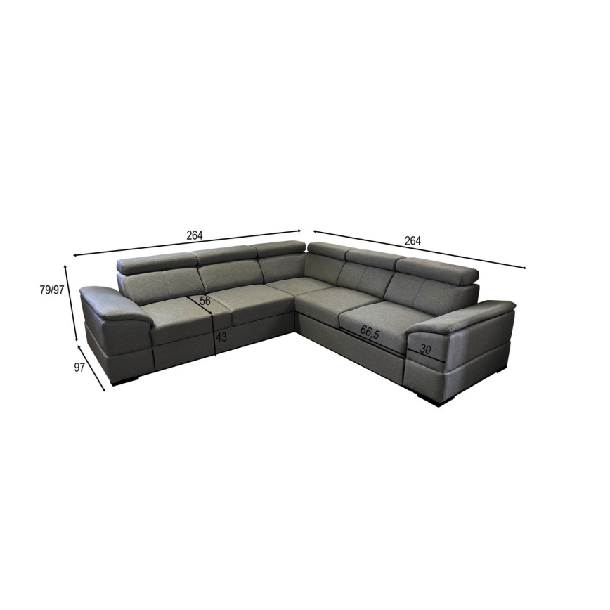 Universal corner sofa bed with storage GRANADA, dark gray