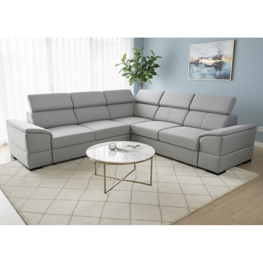 GRANADA Reversible Corner Sofa Bed with Storage — Gray