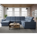 GRANADA U-shaped convertible sofa bed with reversible corner and storage, blue