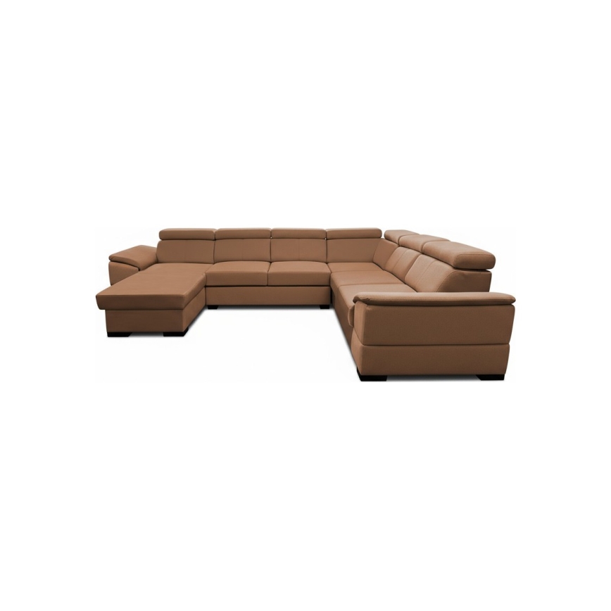 GRANADA Brown U-shaped Sofa Bed with Universal Corner and Built-in Storage