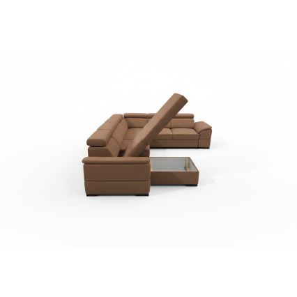 GRANADA Brown U-shaped Sofa Bed with Universal Corner and Built-in Storage