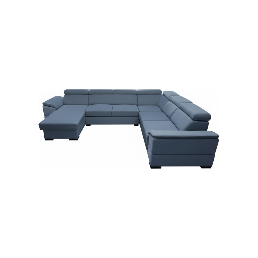 GRANADA U-shaped convertible sofa bed with reversible corner and storage, blue