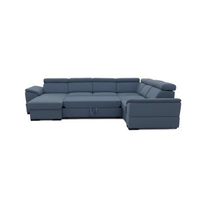 GRANADA U-shaped convertible sofa bed with reversible corner and storage, blue