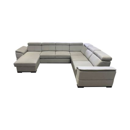GRANADA U-shaped pull-out sectional sofa with reversible corner and storage, light gray