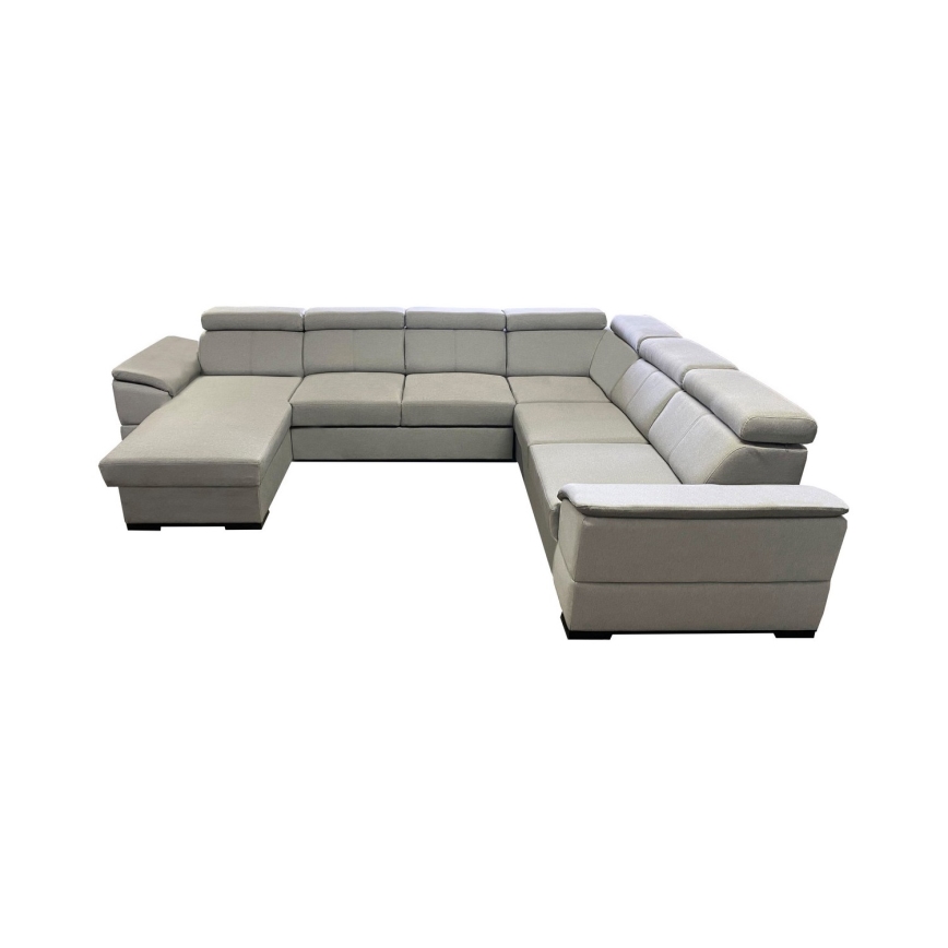 GRANADA U-shaped pull-out sectional sofa with reversible corner and storage, light gray